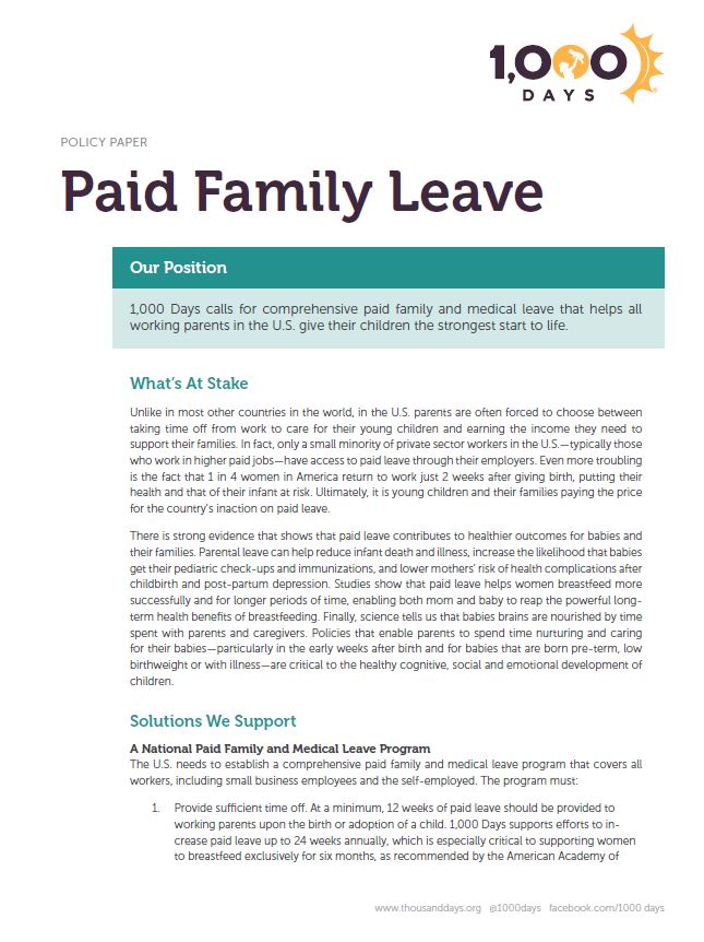 1000 Days Policy Brief - Paid Leave